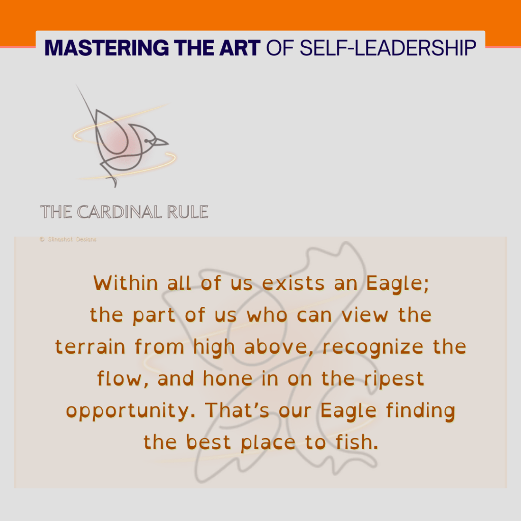 Illustration representing the Eagle lens of The Cardinal Rule, symbolizing action, opportunity, decisiveness, and external systems.