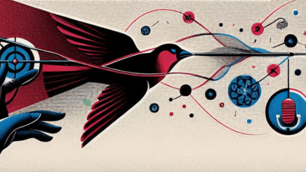 Birds in flight / VoicePrint backdrop.